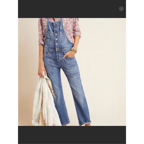 Pilcro and the Letterpress Pants - NWT Anthropologie Pilcro Painters Denim Overalls Size 26 Button Front Distressed